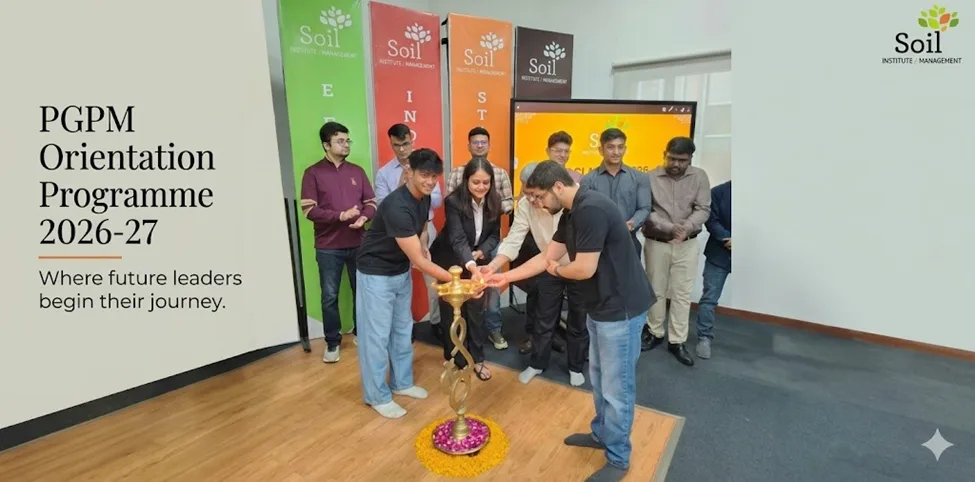 PGPM students participating in the 2026–27 orientation programme at SOIL Institute of Management during the inaugural leadership ceremony
